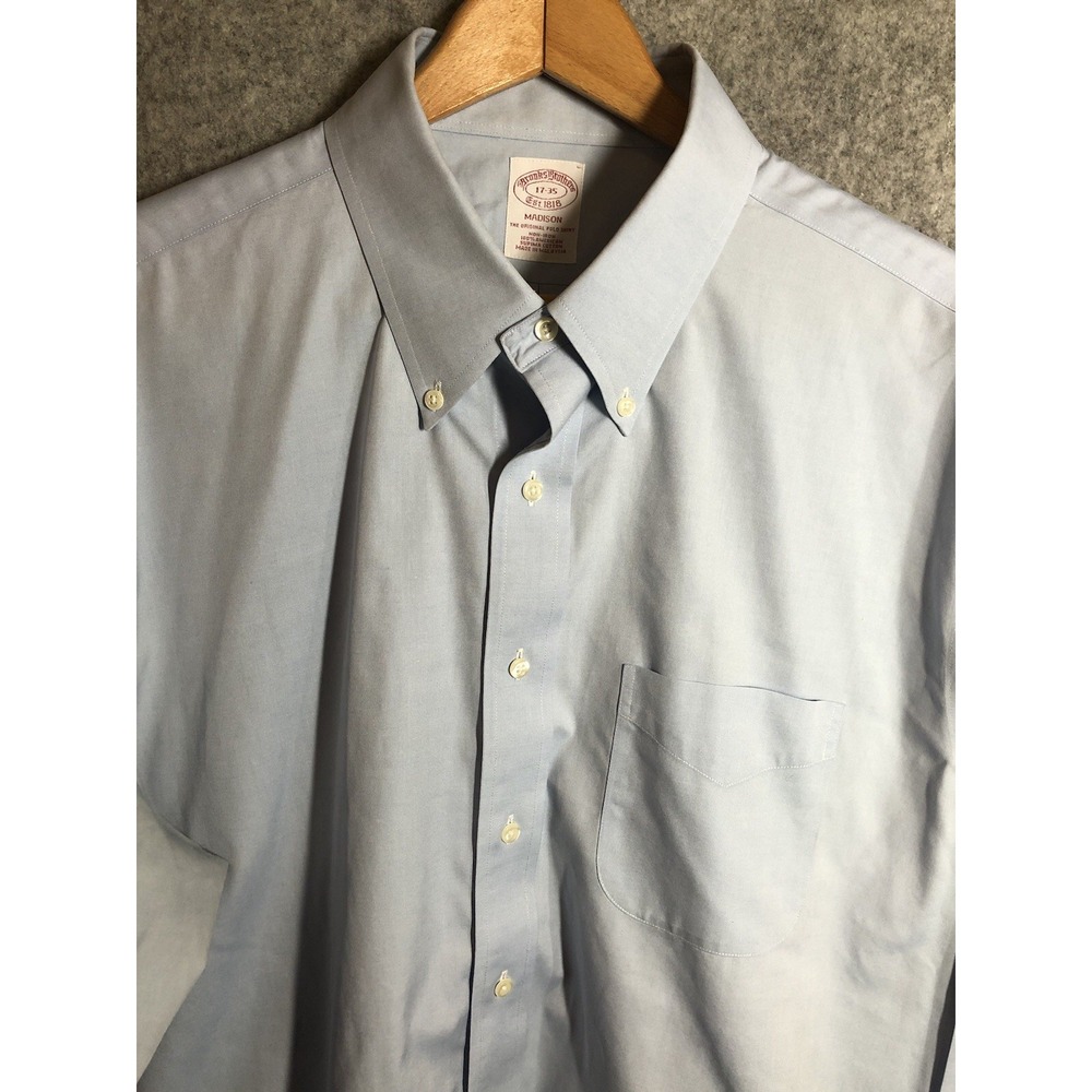 Brooks Brothers Shirt 17-35 Blue Madison Supima Cotton Career Casual Classic